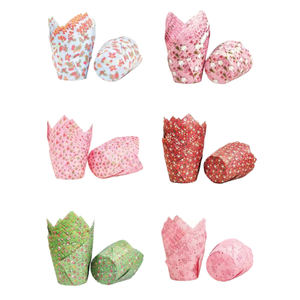 Youyang giáng sinh Tulip bánh cốc lò nướng an toàn dùng một lần không dính cấp thực phẩm Giấy in màu sắc - Product Image 5
