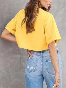 T-shirts pour femmes en gros, personnalisés, en coton respirant, tissu jersey, printemps-été, décontractés, coupe ajustée, manches courtes, unis - Product Image 3
