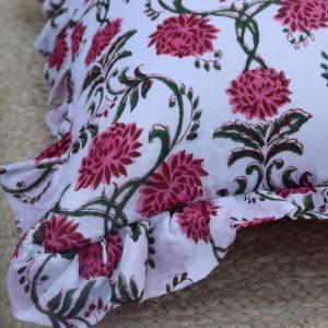 Indian Bohemian Rectangular Decorative <b>Cushion</b> Covers Handmade Pink Block <b>Print</b> Floral Throw Pillow Sham Decorative Pillows - Product Image 6