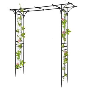 Arco in Ferro Nero 206*41*216cm con Tubo da 16mm e Parte Superiore Piatta per Pergola, Gazebo e Padiglione - Product Image 1