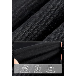 Jeans de mezclilla tejida de corte recto y ajuste regular para hombre, cintura media, casuales, de algodón, color liso, de tela gruesa, estilo urbano, lavado regular, para otoño - Product Image 6