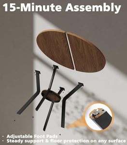 Table à manger ronde de 31,5 pouces pour 2 à 4 personnes, style farmhouse, table compacte avec rangement et pieds en métal - Product Image 2