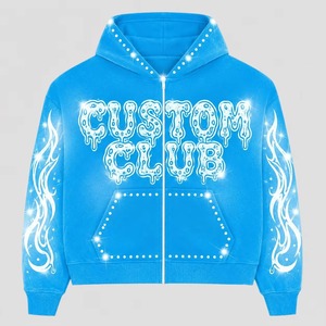Sudadera con capucha con logo personalizado, corte oversize, forro polar lavado, con cremallera, estampado frontal, lavado a la piedra vintage, MOQ 10, personalizable - Product Image 6