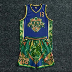 High Quality Customizable Clovix Sports Breathable <b>Polyester</b> Basketball Training Uniform Solid Pattern Sublimated Jersey Set - Product Image 1