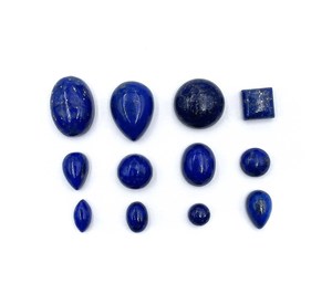 Lot de pierres précieuses en lapis-lazuli naturel, formes mélangées, cabochons, 5-12 mm, certifiés IGI, pour la fabrication de bijoux faits main - Product Image 1