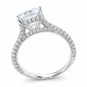 Anillo de compromiso de lujo con diamante talla Asscher en oro blanco con engaste pavé para mujer, estilo clásico - Product Image 6