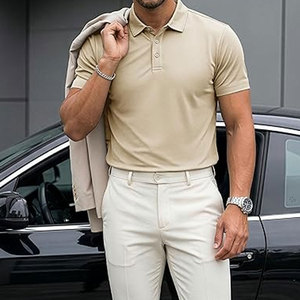 Chemises pour hommes personnalisées imprimées, à manches courtes, en coton tricoté, 3 boutons, coupe classique, sportives, décontractées, chemises de golf confortables - Product Image 3
