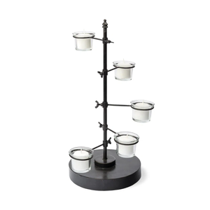 Luxury Multi-Lite Metal <b>Candle</b> Holder Gold Branch Coral Matrix Candelabra with Square White Marble Base 7-Cup Glass Votive for - Product Image 3