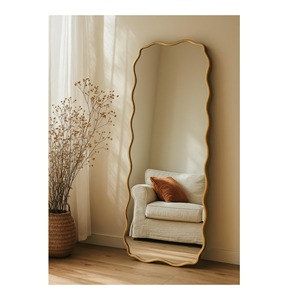 Miroir sur pied décoratif moderne à bords incurvés, idéal pour la maison, le salon et l'aménagement intérieur, provenant d'Inde - Product Image 6