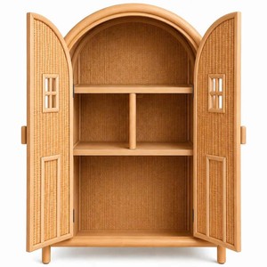 Armoire en rotin en forme de maison charmante, faite à la main, meubles de chambre d'enfant, inspirée des contes de fées, armoire en osier en forme de maison - Product Image 2