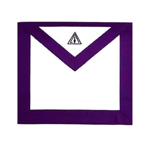 Tablier maçonnique violet et blanc avec symbole brodé pour artisanat, tablier personnalisé avec logo et bordure bleu bordeaux pour artisanat - Product Image 1