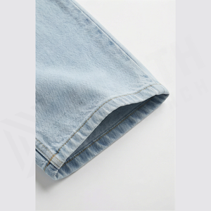 Jean en denim coupe droite délavé clair pour homme, taille haute, coupe classique, en coton, style décontracté, pantalon de printemps - Product Image 6