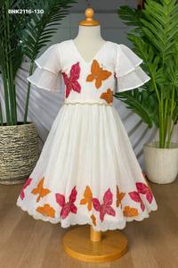Magnifique robe en organza avec papillon peint à la main et broderies, exportateur indien, vente en gros - Product Image 5