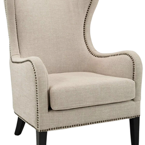 Fauteuil de luxe au design moderne, revêtement en tissu mélange lin, grand fauteuil avec 4 pieds en bois, canapé une place pour salons - Product Image 3