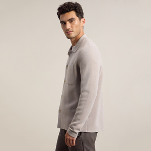 Cárdigan de punto sólido para hombre, con cuello, manga larga, abotonado, de un solo pecho. - Product Image 2