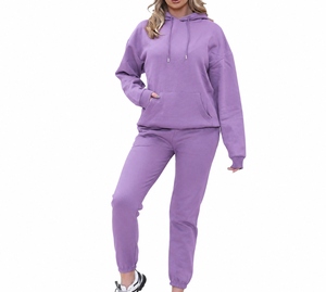 Ensemble de survêtement d'hiver en molleton de coton grande taille respirant à séchage rapide deux pièces pour fitness et jogging, personnalisable avec logo, vente en gros - Product Image 4