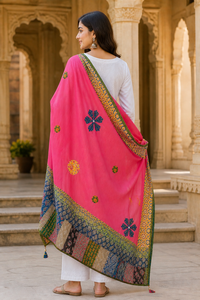 Jaipur Moda Handmade Patchwork Cotton Dupatta with Tassels Traditional Rajasthani Ethnic Dupatta for Women Festive Party Wear - Product Image 2