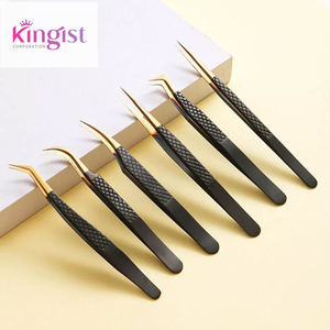 6pack Eyelash Tweezers Stainless Steel Straight Curved Lash Tweezers Set for Professional Eyelash Extension - Product Image 1