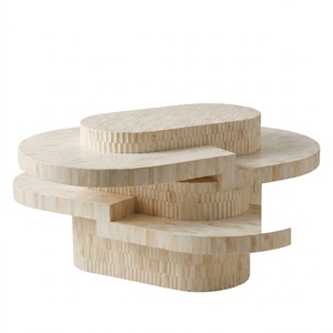 Mesa de Centro Redonda de Lujo con Incrustaciones Geométricas Verdes, Juego de Mesas Nido para Sala de Estar Moderna, Proveedor Personalizado de Muebles - Product Image 4