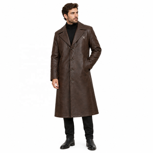 Manteau Ulster en cuir véritable pour homme |   Brun Charbon Gris |   Fabricant OEM ODM |   Conception de qualité supérieure |   Vêtements en cuir | - Product Image 6