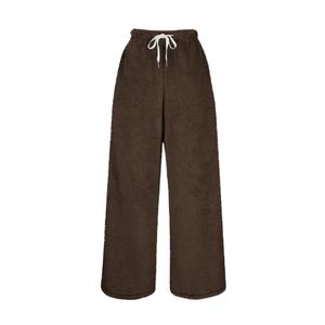 Pantalones de estar por casa de mujer, de forro polar suave y esponjoso, con cordón y cintura elástica, bolsillos, ecológicos, ideales para primavera. - Product Image 1