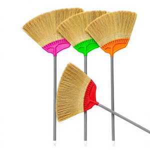 Balai écologique en matériau végétal naturel, tête en forme d'éventail, poils moyens, manche en bambou durable, pour sols (Propinsi Jawa Tengah) - Product Image 1
