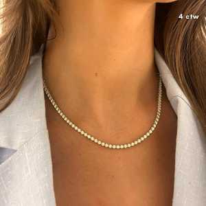 Colliers tennis scintillants en diamant 4 ou 7 carats, ronds, cultivés en laboratoire, classiques, à superposer, 16 pouces, fermoir boîte sécurisé, bijoux de luxe en or massif 14 carats - Product Image 2