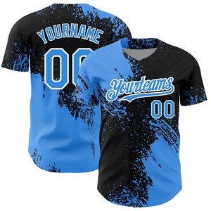Custom Sublimated <b>Baseball</b> Jersey Yourteams 00 Blue Black Moisture Wicking Unisex Adult Short Sleeve Regular Fit - Product Image 1