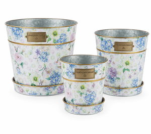 Ensemble de 3 jardinières en métal galvanisé style vintage pour la maison et le jardin - Product Image 1