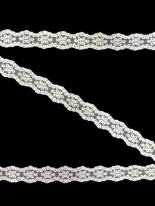 ลูกไม้ไนลอนออร์แกนซ่าสีขาวพรีเมียมลดราคาพิเศษ, ริบบิ้นปักลายดอกเดซี่, ลูกไม้โปร่งลายหยักสองชั้น - Product Image 3