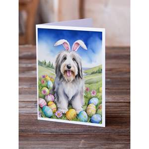 Whimsical A7 Tamaño 5x7 Bearded Collie Easter Egg Hunt Tarjetas de notas en blanco Paquete de 8 con sobres para saludos - Product Image 2