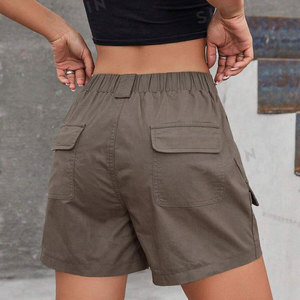 Shorts cargo décontractés pour femmes de haute qualité, 100% coton, multi-poches cargo, taille mi-haute, shorts décontractés - Product Image 6