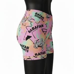 กางเกงขาสั้นพิมพ์ลายหลากสีพาสเทล ผ้าโพลีเอสเตอร์ผสมสแปนเด็กซ์ พรีเมียม 230 GSM เนื้อผ้านุ่ม ยืดหยุ่นได้ พร้อมโลโก้แบบซับลิเมชั่น - Product Image 3