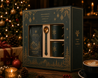 Coffret cadeau de Noël personnalisé avec tasses et cuillère pour cadeaux d'entreprise et promotion de détail
