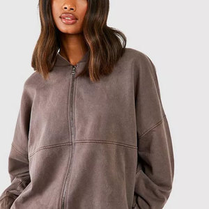Fashionable Women’s Casual Stylish Acid wash Sweatshirt and Jogger Set Casual Streetwear Loose Fit Two Piece <b>Zip</b> <b>Up</b> Tracksuits - Product Image 4