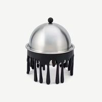 Cage suspendue de luxe en fil d'argent, pot à dattes en acier inoxydable de 33 cm de diamètre, couvercle en dôme métallique compatible micro-ondes, élégant service de Ramadan