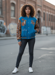 Veste de sport en PU bleu pour homme avec design brodé Sialkot 2024 et col rabattu, vêtement décontracté pour l'automne - Product Image 5