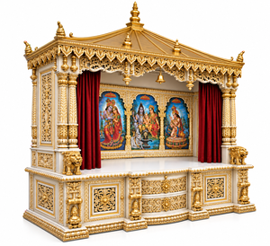 Mandir de prière hindou en bois massif sculpté à la main, style palais Maharaja, artisanat népalais, pour la maison, unité de prière en bois massif, Royaume-Uni - Product Image 2