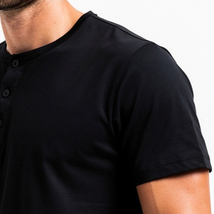 เสื้อยืดเฮนลีย์ OEM แขนสั้นสำหรับผู้ชาย ผ้าฝ้าย 100% เสื้อยืดเฮนลีย์ลำลอง ระบายอากาศได้ดี เสื้อยืดเฮนลีย์ผู้ชาย - Product Image 5