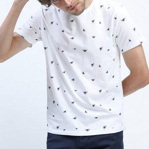 Men's <b>White</b> Short Sleeve T-Shirt with Front Logo Regular Fit Casual Jersey 100% Cotton O-Neck Breathable Top - Product Image 6