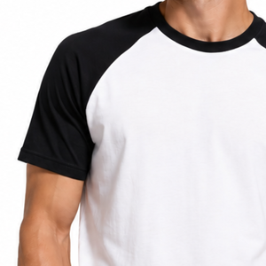 Classic Mens Raglan T Shirt Short Sleeve Crew Neck Black <b>White</b> Baseball <b>Tee</b> Two Tone Blank - premium design - Product Image 3