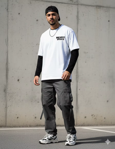 T-shirt streetwear homme personnalisé haut de gamme, 100% coton molletonné 300g, léger, impression sérigraphique par transfert thermique - Product Image 2
