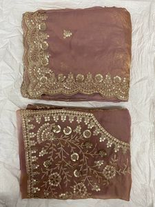 <b>Red</b> Hand Drawn Silk <b>Saree</b> Women Traditional Indian Pakistani Wedding Floor-Length Ethnic Sari Regular Fit All Seasons - Product Image 3