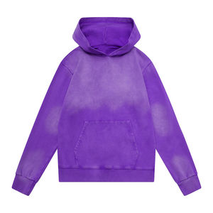 Sudadera con capucha morada de algodón de alto gramaje, lavado ácido y mineral, oversize, estilo vintage streetwear para hombre, personalizada al por mayor - Product Image 1