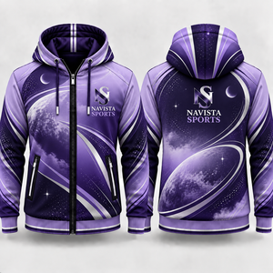 Sudadera con capucha y cremallera de última moda, ropa al por mayor, 100% poliéster, forro polar, ropa urbana, resistente al viento, transpirable, personalizable con estampado completo. - Product Image 1