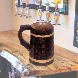 Mug classique en bois écologique avec détails de style tankard pour bière et café - Product Image 6