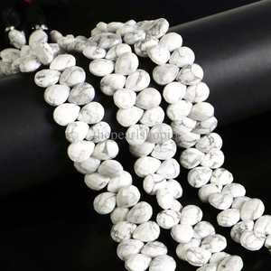 Natural Howlite Pear Shape Faceted <b>Beads</b> 8x11 To 9x12MM White Howlite Gemstone <b>Beads</b> For Jewelry Making Pear Briolette <b>Beads</b> - Product Image 2