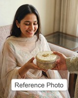 Boîte à Laddu en Brocart avec Fleur Gota en Acier Inoxydable – Vente en Gros |   Faveur de mariage indienne, punjabi, pakistanaise |   Boîte de fruits secs 250g, 500g