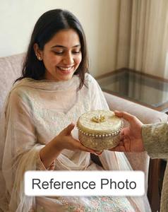 Boîte à Laddu en Brocart avec Fleur Gota en Acier Inoxydable – Vente en Gros |   Faveur de mariage indienne, punjabi, pakistanaise |   Boîte de fruits secs 250g, 500g - Product Image 2