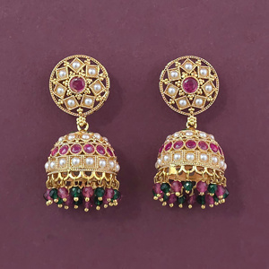Kanhai Jewels Artificial Fashion Jewellery Antique Brass <b>Moon</b> Shape Jhumki Earrings Gold Plating <b>Crystal</b> Rhinestone Women's - Product Image 4